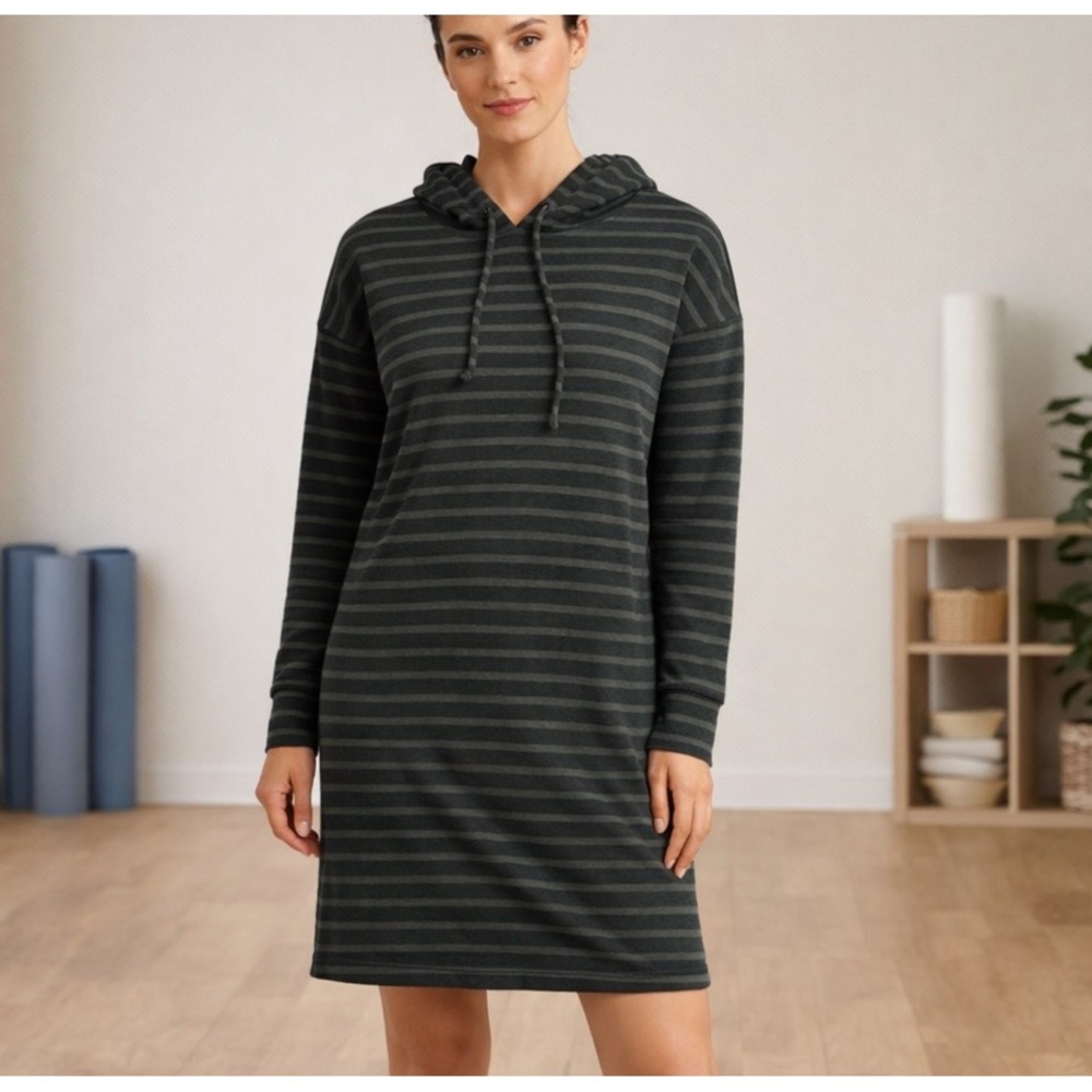 Beyond Yoga Live Out Loud Hooded Dress Striped Made USA Women's S